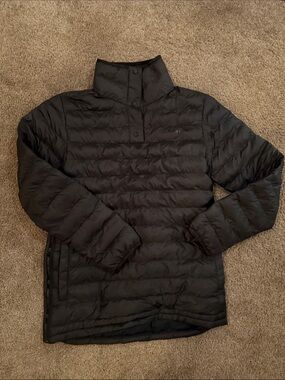 Black Quilted Pullover Puffer Jacket